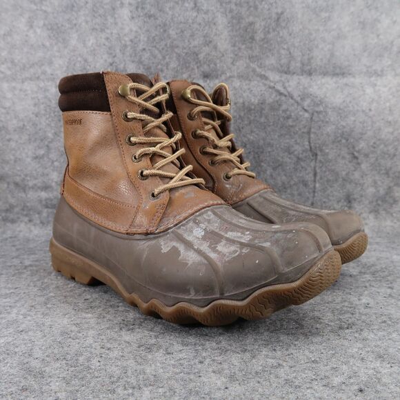 Sperry Shoes Mens 8 Boots Duck Outdoor Leather Waterproof Brewster Lace Up Brown - Picture 1 of 14